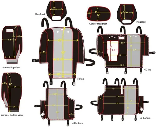 Vista 5 de CarsCover Fundas de asiento personalizadas para Toyota Tundra Pickup Truck 2014-2020, fundas de asiento trasero de automóvil 60/40 con reposabrazos