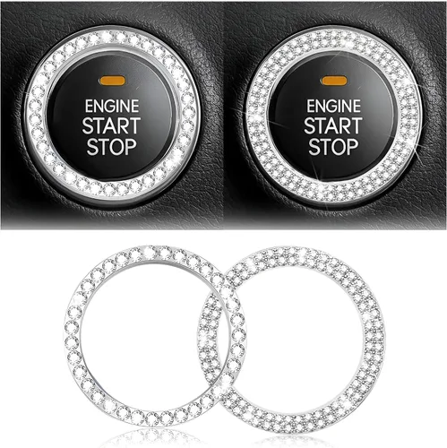 Vista 23 de Calcomanías de anillo de arranque de motor con diamantes de imitación de cristal, paquete de 2 unidades, cubierta / calcomanías para botón de Doble