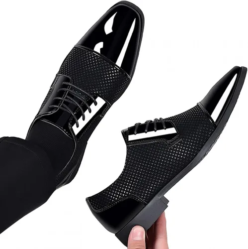 Vista 4 de Oxford - Zapatos de vestir clásicos para hombre estilo casual negocios formal con cordones con 4 ojales estilo británico ligero esmoquin de cuero