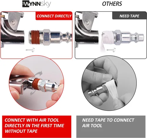 Vista 3 de 1/4" NPT kit de accesorios - 20 unidades, kit de herramientas para manguera de compresor de aire con manguera con bobina/pistola de aire/manómetro