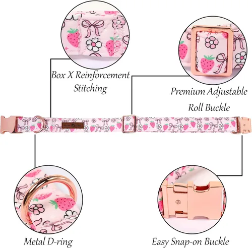 Vista 162 de Lionet Paws Collar de perro de Halloween con corbatín, bonito collar de algodón ajustable con hebilla de metal para perros pequeños, medianos y A