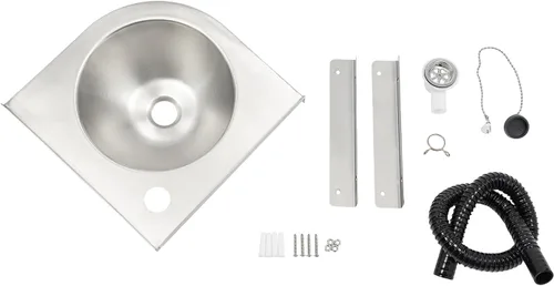 Vista 9 de Fregadero de acero inoxidable cepillado para montaje en pared de 12