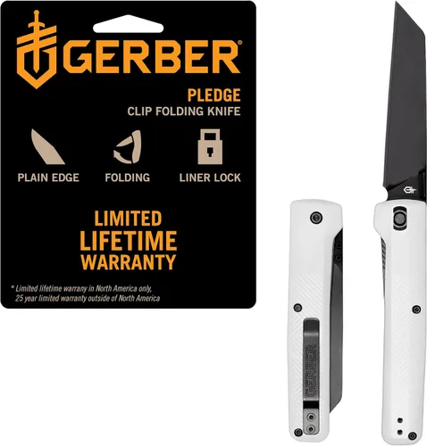 Vista 14 de Gerber Gear Pledge Cuchillo de bolsillo con clip para el bolsillo - Cuchillo plegable con hoja de 3.7" de panel completo de borde liso - Equipo
