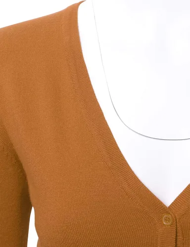 Vista 5 de Allsense Suéter de manga larga para mujer, ligero, con botones, suave, de punto sólido con cuello en V
