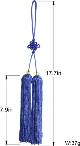 Vista 4 de Lujo chino nudo espada borla extensible Taichi espada accesorios 17.7" azul marino