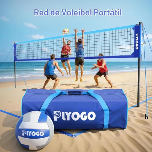Vista 8 de Heavy Duty Volleyball Net for Backyard&Outdoor,Anti-Sag Design Azul