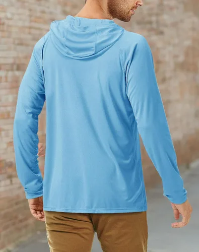 Vista 7 de Roadbox - Camisetas de pesca para hombres, FPU +50, de manga larga, con protección solar, con máscarasin máscara, para uso en exteriores, senderismo