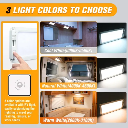 Vista 6 de Nilight 2 luces LED para interiores de 12.5 pulgadas, 10 W, 96 LED, 3 colores regulables (3100 K-6500 K) con función de memoria, luces de techo de 3