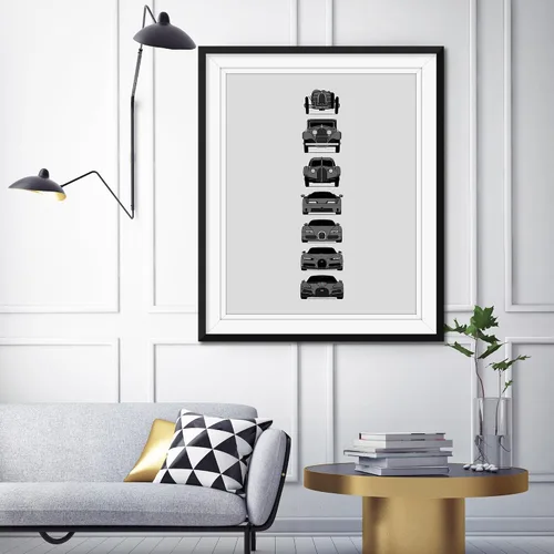 Vista 3 de Custom Car Posters Handmade Poster compatible with Bugatti Generations and Print of Best of Bugatti
