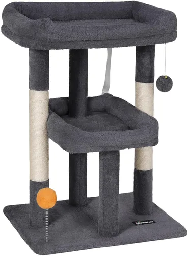 Vista 2 de FourFurPets Árbol para gatos de 27.6 pulgadas, torre para gatos de interior, condominio para gatos grandes, árbol pequeño para gatos con poste
