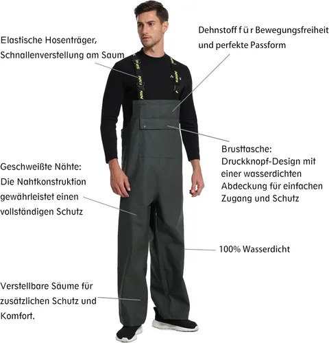 Vista 5 de Men's Workwear PRO Rain Suit - Waterproof Jacket and Bib Pants 3-piece Set for Ultimate Safety and Comfort