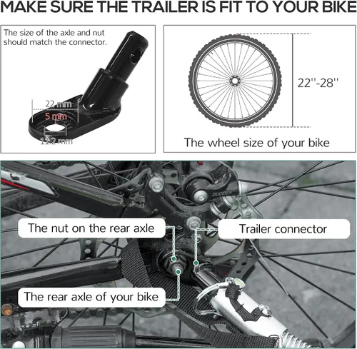 Vista 8 de Aosom Remolque de carga para bicicleta con suspensión, ruedas de 16 Carro de bicicleta, remolque de bicicleta, triple seguridad características