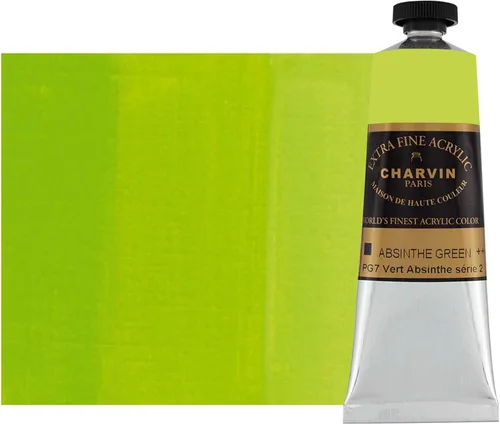 Vista 2 de Charvin Pintura acrílica profesional extrafina – verde absenta, tubo de 2.1 fl oz, pigmentos de triple fresado, resistente a la luz, pinturas