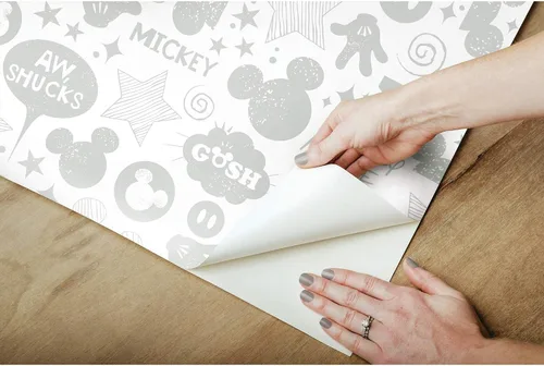 Vista 5 de RoomMates Disney Mickey Mouse Icons - Papel tapiz autoadhesivo plateado Gris/Blanco