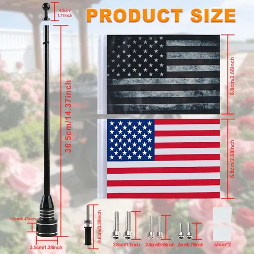 Vista 2 de Bandera estadounidense de motocicleta para Harley – 6 × 9 pulgadas, antigua bandera de Estados Unidos vintage y bandera de Estados Unidos roja