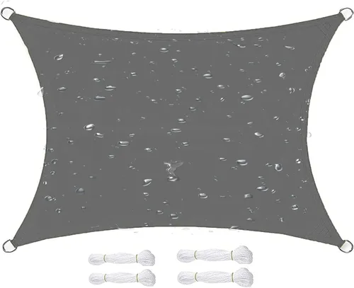 Vista 23 de Toldo tipo vela para exteriores, 6 x 7 pies, vela impermeable con bloqueo UV, tela resistente, protección solar, resistente al viento, grado