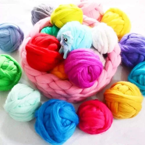 Vista 9 de 3.53 oz Mecha de Lana, Fibra de Lana Peinada, Suministros para Fieltro con Aguja, Lanas Puras, Hilo Grueso, Lanas para Hilado para Fieltro con Aguja