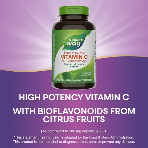 Vista 5 de Nature's Way Extra Strength(1) Vitamina C con bioflavonoides, apoya la salud inmunológica*, promueve la producción de colágeno para una piel sana*