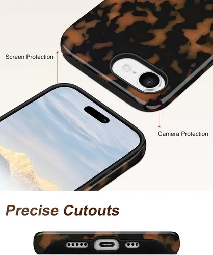 Vista 423 de Jusy Funda compatible con MagSafe con estampado de caparazón de tortuga marrón para iPhone 7/8/SE, cubierta protectora de TPU suave magnética
