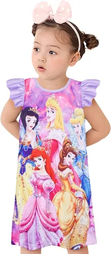 Vista 2 de MACCHO Girls Princess Fantasy Dress Toddler Flutter Sleeve Casual Clothes Daily Home Wear
