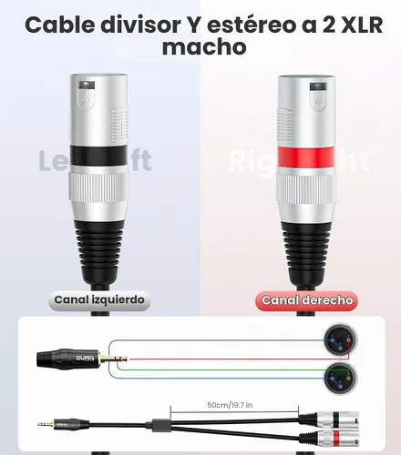 Vista 7 de tisino Cable estéreo XLR dual de 0.1 in a 1/8 pulgadas Mini Jack a 2 XLR macho Y Splitter Cable adaptador - 3.3 pies