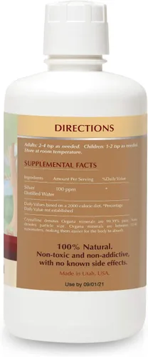 Vista 2 de Organa Crystalline Nano Colloidal Silver - 100 PPM - Botella de 32 oz