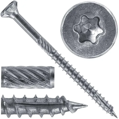 Vista 153 de 8 x 1 revestimiento exterior recubierto de bronce, tornillo de madera multiusos compatible con ACQ, cabeza plana Torx/Star Drive de 1 libra, 288