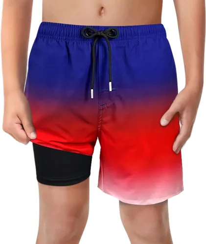 Vista 35 de Trajes de Baño para Niños con Forro de Compresión Cómodos Shorts de Natación Anti-Rozaduras Elásticos UPF Secado Rápido Talla 3T-20 Estrellas Águila