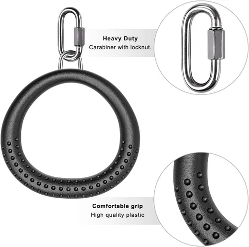 Vista 5 de Dolibest 2 Pack of Ninja Gymnastic Rings,Monkey Ring Outdoor Backyard Ninja Accessories Set,Swing Bar Rings Obstacle Course for Training Equipment