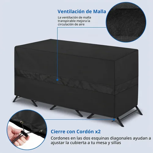 Vista 4 de SunPatio Bistro - Juego de funda impermeable, para patio al aire libre, juego de muebles de 3 piezas con ventilación de aire, resistente a los rayos