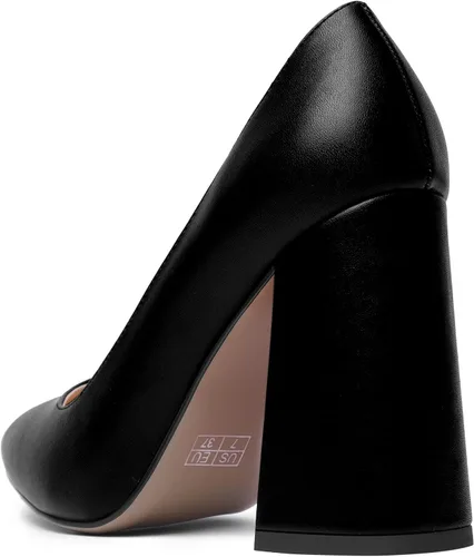 Vista 7 de AMBELIGHT Vestido de noche de ante sin cordones para mujer, puntera puntiaguda, tacón alto grueso, zapatos de 4 pulgadas
