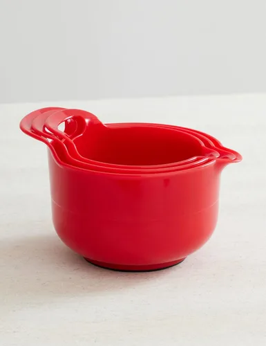 Vista 3 de Norpro 1020, rojo, cuencos para mezclar, juego de 3, 4.5" x 8.75" x 6.75" / 11.5cm x 22cm x 17cm