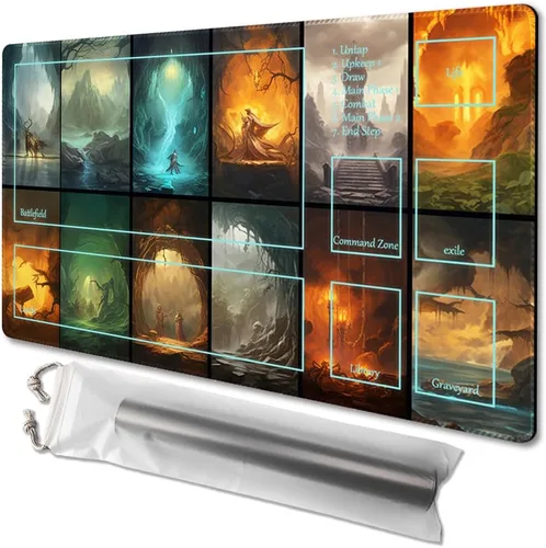 Vista 19 de MTG - Tapete de juego tamaño 24 x 14 pulgadas, bolsas de almacenamiento antideslizantes, ideal para entusiastas de los juegos de cartas, tapete