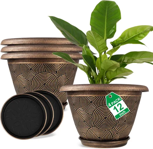 Vista 15 de Fodetyff Macetas de 6 Pulgadas para Plantas de Interior y Exterior, Juego de 6 Macetas Pequeñas de Plástico con Agujero de Drenaje y Bandeja, Maceta