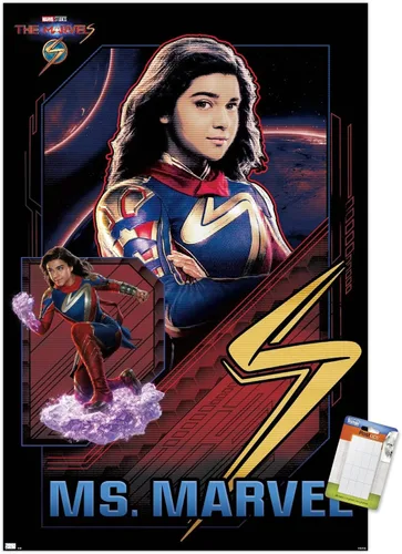 Vista 12 de Trends International Marvel The Marvels - Póster de pared de Ms. Marvel, 14.72 x 22.37 pulgadas, versión enmarcada de madera de granero