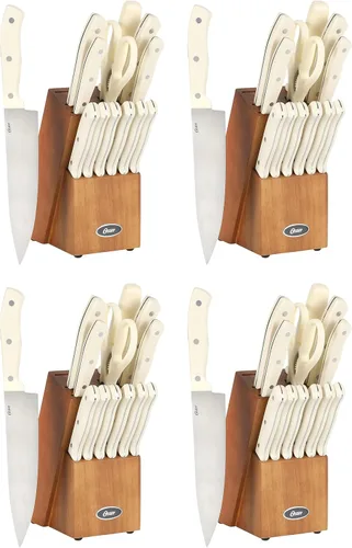 Vista 9 de Oster Ginley - Juego de 3 piezas de cubiertos de acero inoxidable de alto carbono con mango forjado triple remachado de ABS