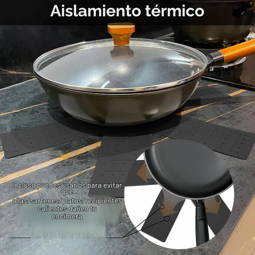 Vista 7 de Protectores de ollas y sartenes - Protectores de silicona para apilar 3 Negro