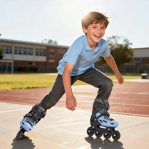 Vista 8 de SWAY Patines en línea ajustables en 4 tallas para niñas y niños, todas las ruedas se iluminan, patines en línea para exteriores para niños y jóvenes