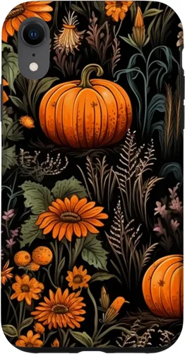 Vista 24 de iPhone 16 Autumn Flower Fall Halloween Spooky Pumpkin Floral Themed Case