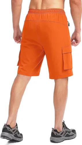Vista 3 de Bikewa Pantalones cortos de ciclismo de montaña para hombre, con acolchado 3D, ajuste holgado, con bolsillos con cremallera