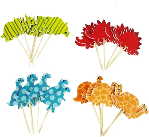 Vista 9 de Dinosaur Cake Topper 96pcs Paper Birthday Party Decorations