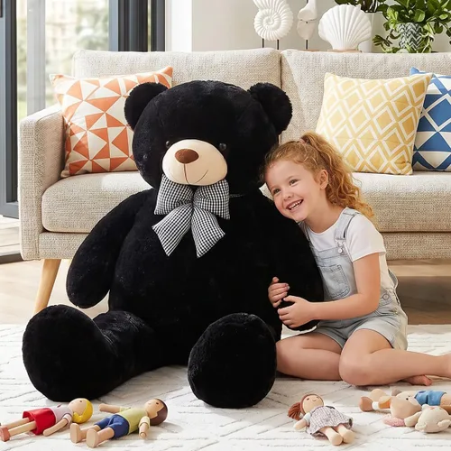 Vista 5 de IKASA Oso de Peluche Gigante Animal de Peluche Juguete de Felpa, 47 pulgadas Grande Lindo Jumbo Juguetes Suaves, Enorme Gran Esponjoso Gordo Negro