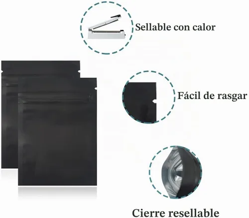 Vista 3 de FERENLI 100 unidades de bolsas planas con cierre de cremallera y auto-sellado para embalaje de papel de aluminio, bolsa de almacenamiento de café