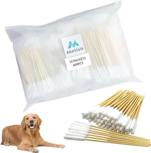Vista 10 de Hisopos de limpieza de oídos para perros, 300 unidades, hisopos de algodón de 4.72 pulgadas para perros y gatos pequeños y medianos, aplicadores