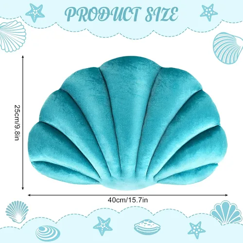 Vista 2 de Qunclay 2 almohadas de concha marina suaves en forma de concha de mar, bonitas almohadas decorativas para sofá, cama, sofá, sala de estar
