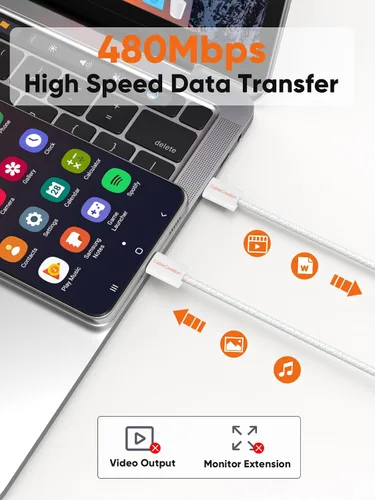 Vista 5 de CableCreation Cable de carga rápida USB C a C 1 metro 60W - Paquete de 3 cables trenzados USB C tipo C para cargar iPhone 16/15 Pro Max Plus, iPad