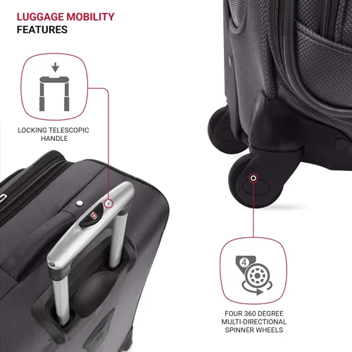 Vista 122 de SwissGear - Equipaje suave expandible Sion con ruedas, Negro