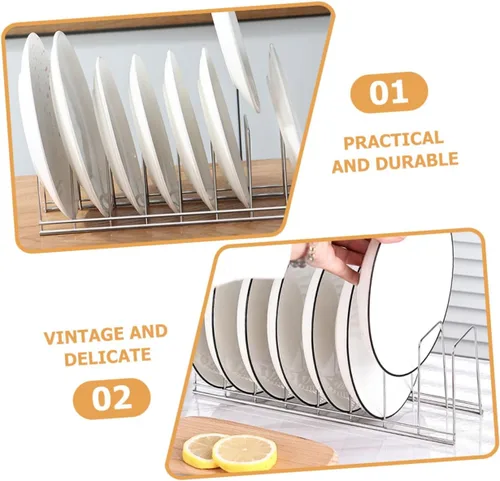 Vista 6 de Soporte multiusos para platos de cocina, escurridor de platos para encimera, escurridor de platos