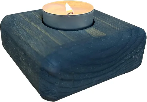 Vista 18 de Portavelas de madera para velas de té, 3.5 pulgadas, decoración del hogar de mesa (vela no incluida) (1, azul, barco)