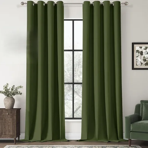 Vista 68 de ChrisDowa Cortinas 100% Opacas de Abedul Sólido de 45 Pulgadas de Largo, 2 Paneles para Dormitorio y Sala de Estar, Estilo Granja Oscurecedoras